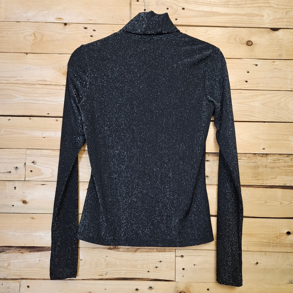 Black Sparkle Turtleneck Top - Women's Long Sleeve - Picture 3 of 7